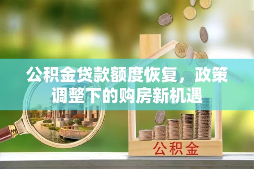 共和公积金贷款额度恢复，政策调整下的购房新机遇